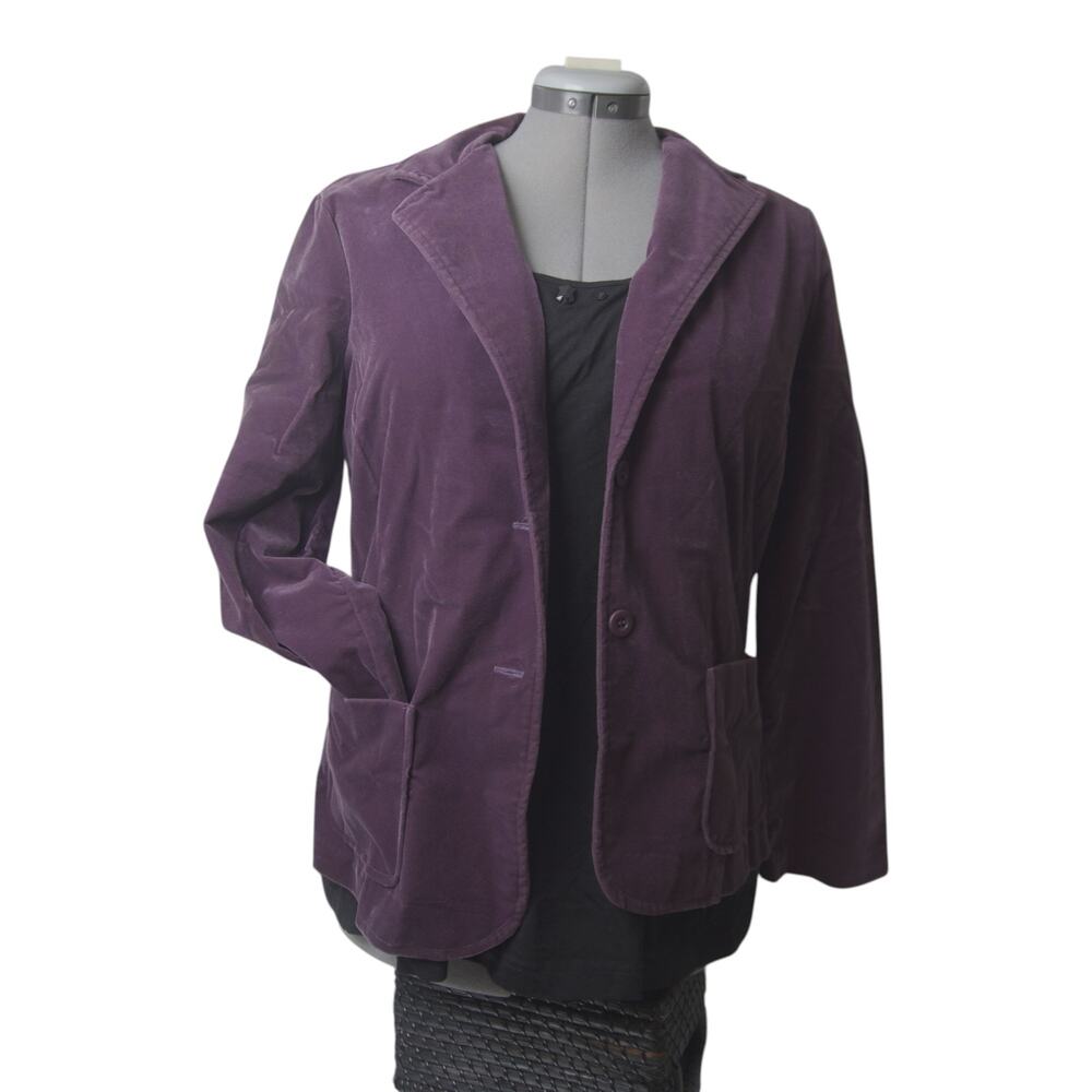 VTG Christel Velvet Blazer Women’s Sz 12 Burgundy Notch Lapel Single Breasted